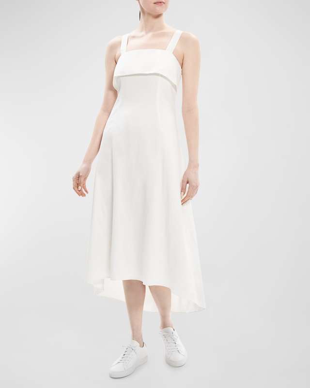 Flap Square-Neck Midi Dress